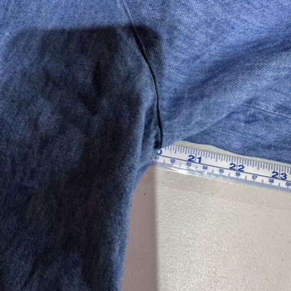 Old Navy Long-Sleeve Chambray Split Neck‎ Top Size Small Poet Peasant - Picture 10 of 11